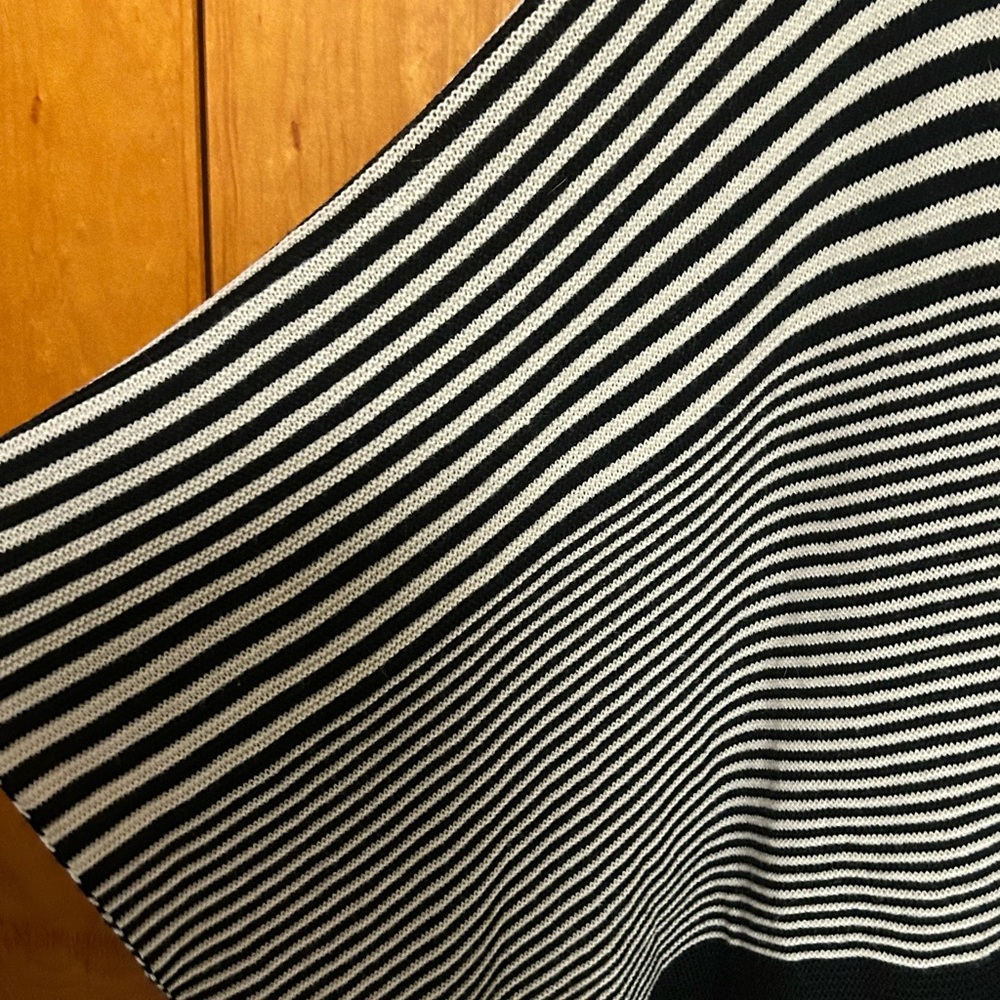 Lane Bryant Black and White Striped Knit Poncho - Picture 2 of 6